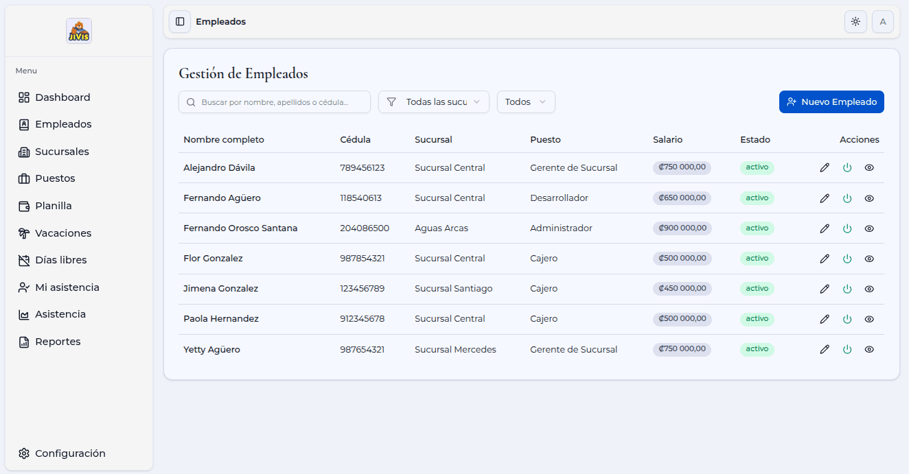 Jivis HRM App Employees page